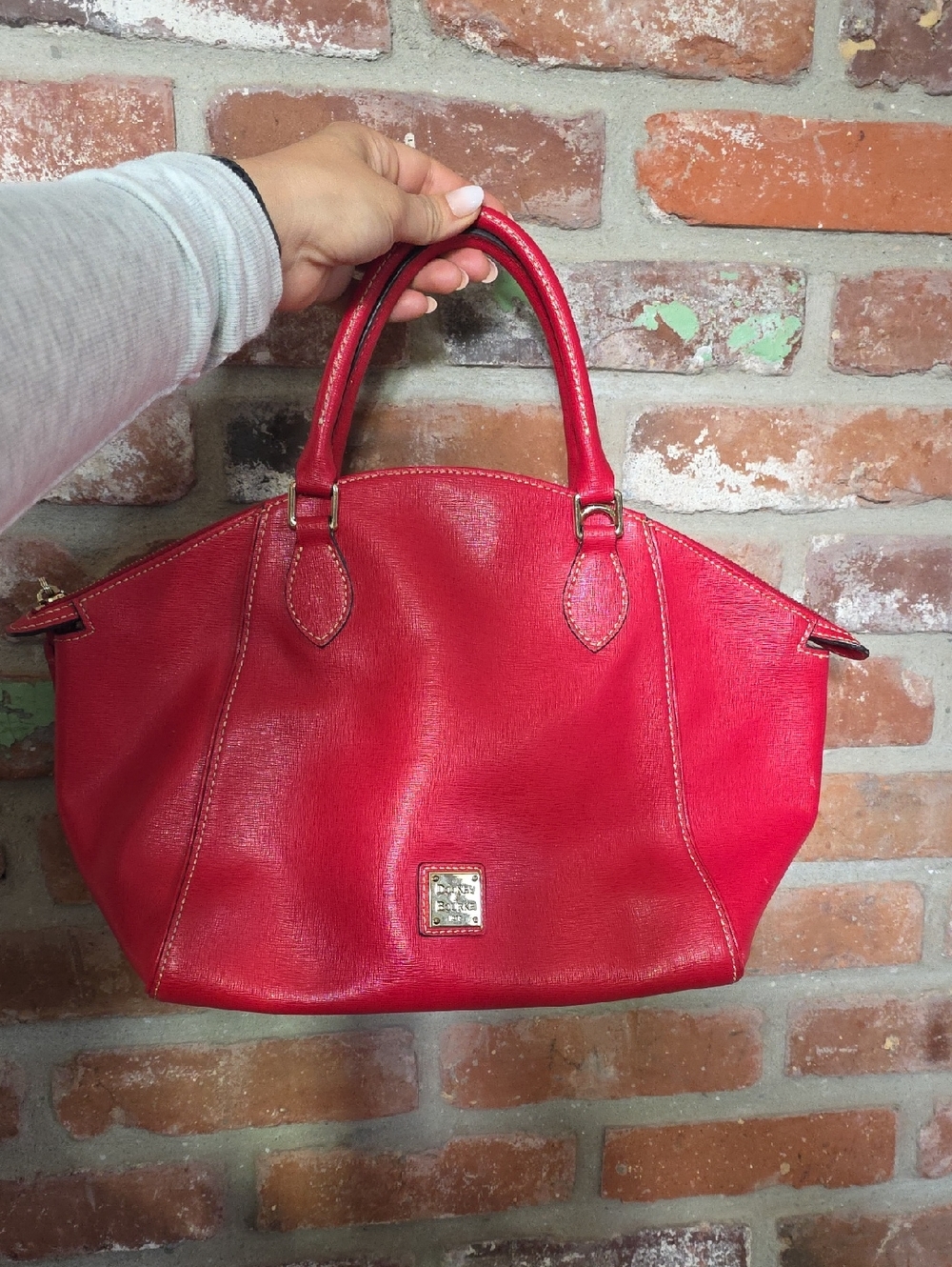 Dooney and Bourke Saffiono Leather Dome Purse, Red